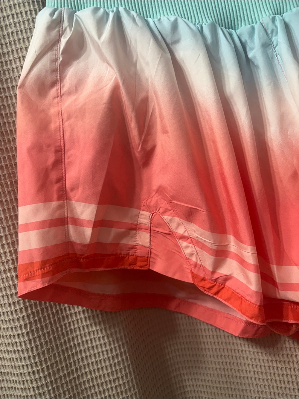 Free people movement  Coral Ombre Athletic Shorts with Aqua Ribbed Waistband - Picture 5 of 10